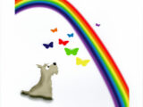 Wheaten Scottie with Butterflies and Rainbow Card